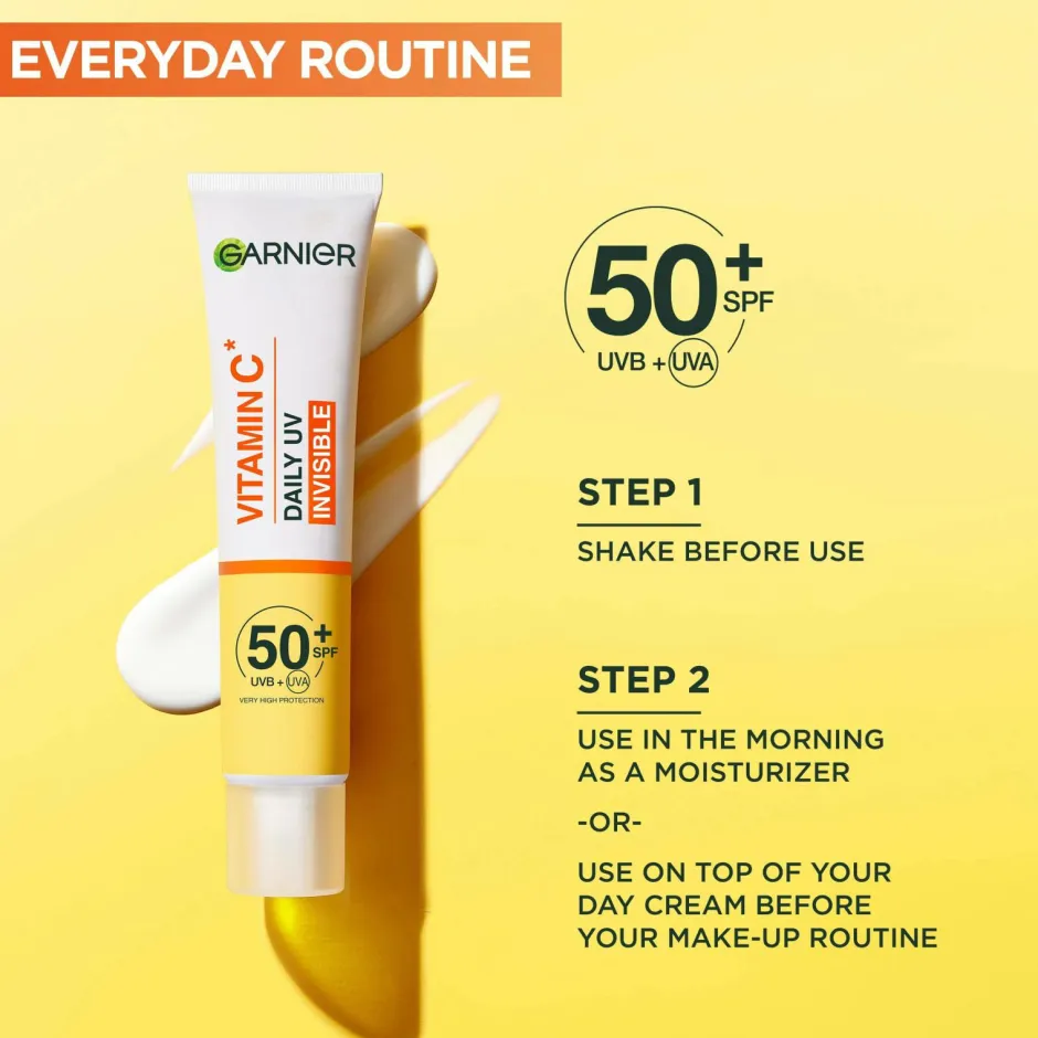 Garnier Vitamin C* Glow-Boosting Daily UV Fluid SPF50+ For Dull Skin Invisible 40 Ml^ Ansigtspleje|Ansigtspleje