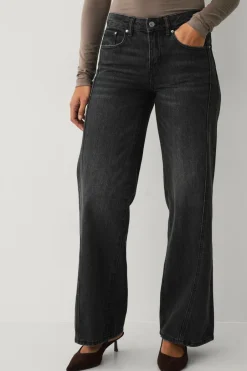 Gina Tricot Jeans Low Wide Front Seam^Dame Jeans