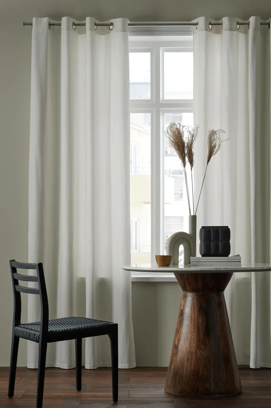 Sale Gardin med ringe i halvpanama 2-pak Julegardiner|Gardiner Med Sejlring
