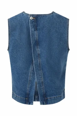 Hot Denimvest Ivy-Heaven Cross Back Top Wash Jaca Dame Blazere & Veste