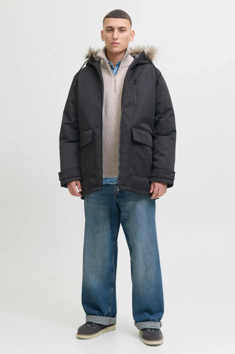 Hot Parka jjCharlie Detachable Faux Fur Jakker & Frakker