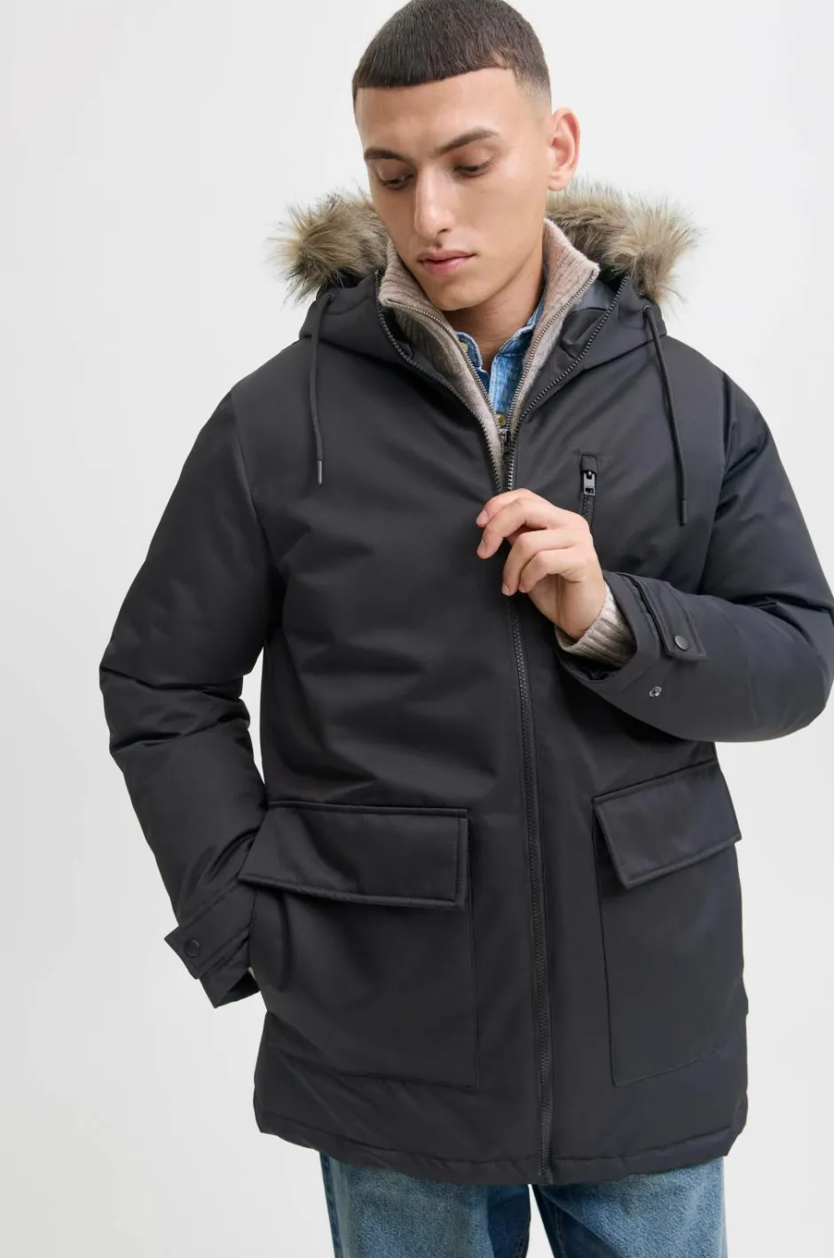 Hot Parka jjCharlie Detachable Faux Fur Jakker & Frakker