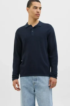 New Pullover jjeGeorge Knit Polo LS SN Poloshirts