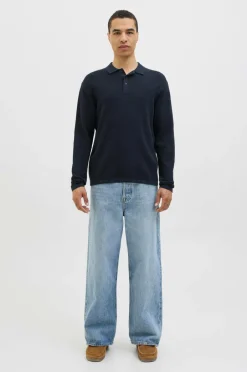 New Pullover jjeGeorge Knit Polo LS SN Poloshirts