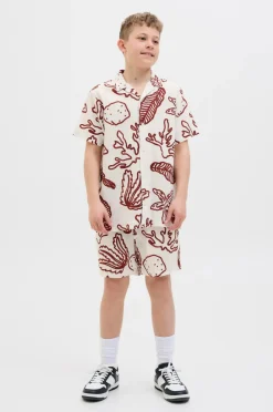 Sale Junior Skjorte jorLuke Crinkle Aop Shirt SS Jnr Børn Skjorter