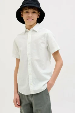 Junior Skjorte jjBreeze Linen Blend Shirt SS SN Jnr Børn Skjorter