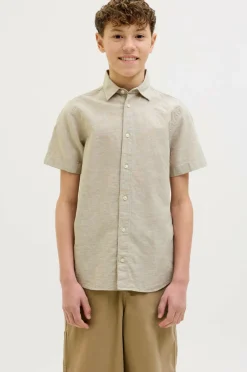Online Junior Skjorte jjBreeze Linen Blend Shirt SS SN Jnr Børn Skjorter