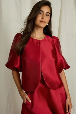 Joelle Bolero-bluse i satin^Dame Skjorter & Bluser