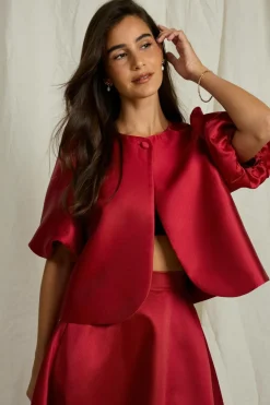 Joelle Bolero-bluse i satin^Dame Skjorter & Bluser