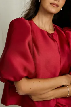Joelle Bolero-bluse i satin^Dame Skjorter & Bluser