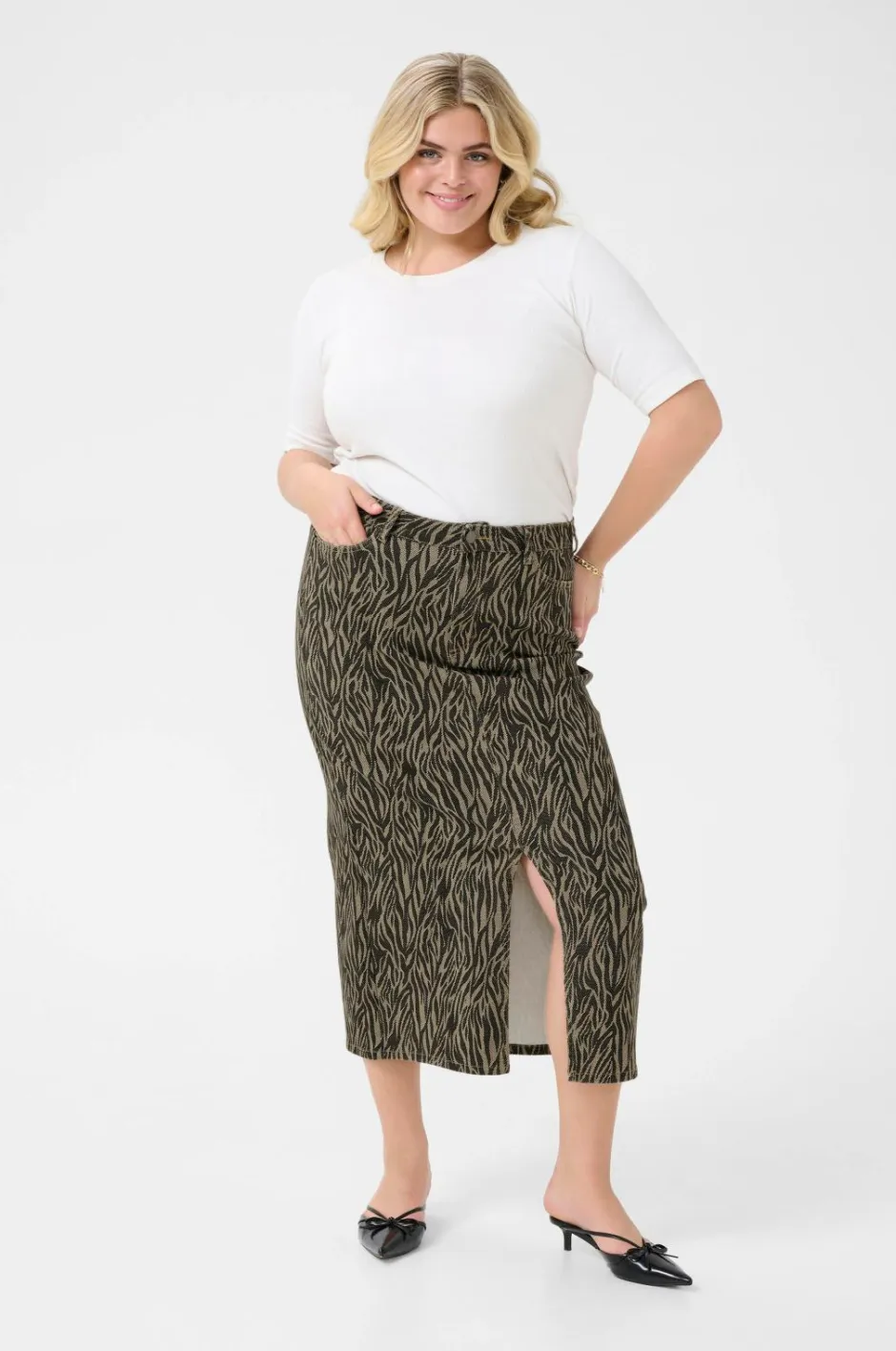 KAFFE Curve Cowboynederdel kaLeonoma Denim Skirt^Dame Nederdele