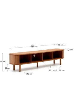 New Mailen tv-bord med 2 døre i askefinér med mørk finish 200 x 50 cm Tv-Bænke