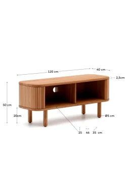 Kave Home Mailen tv-bord med 2 døre i askefinér med mørk finish 120 x 50 cm^ Tv-Bænke