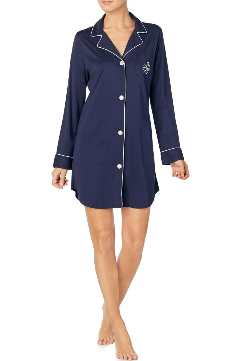 Discount Natskjorte LRL Hammond Knit Collar Sleepshirt Dame Nattøj