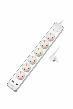 Hot Forlængerledning 6-vejs + USB-A/USB-C Lampetilbehør