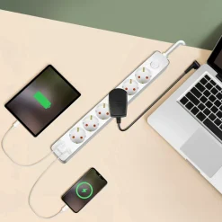 Hot Forlængerledning 6-vejs + USB-A/USB-C Lampetilbehør