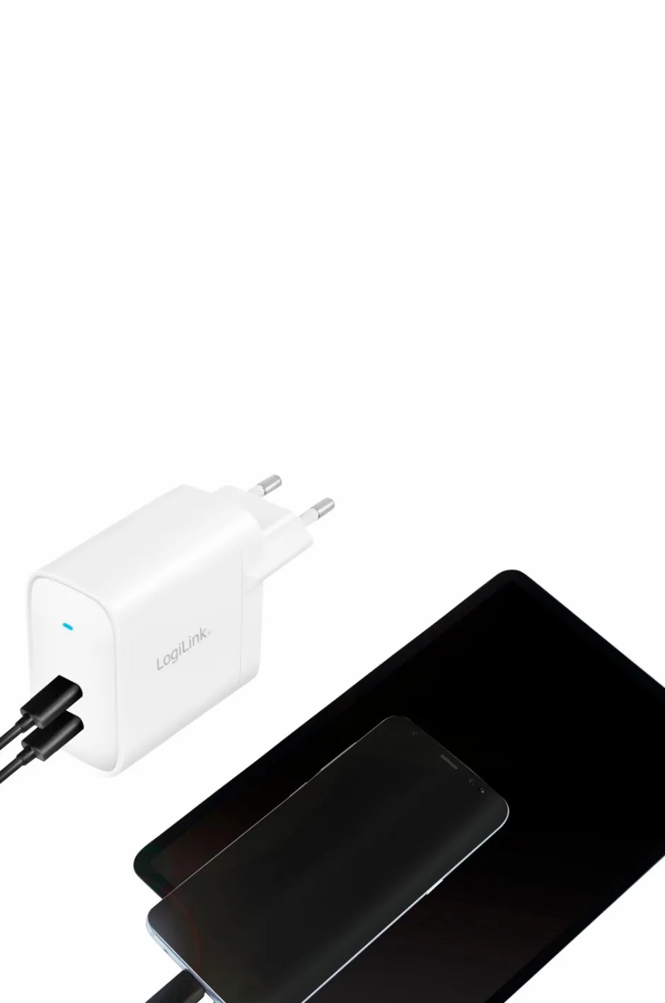 LogiLink USB-oplader 2 x USB-C PD 40W^ Mobiltelefoner, Tablets & Tilbehør