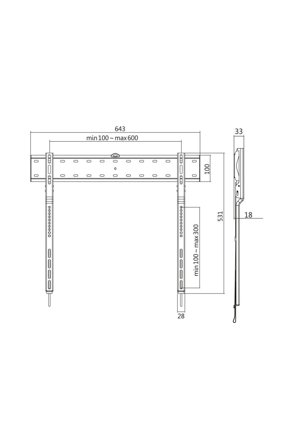 LogiLink Vægbeslag TV 43-80" Fast. Ultra slim 18 mm^ Tv, Lyd & Det Smarte Hjem