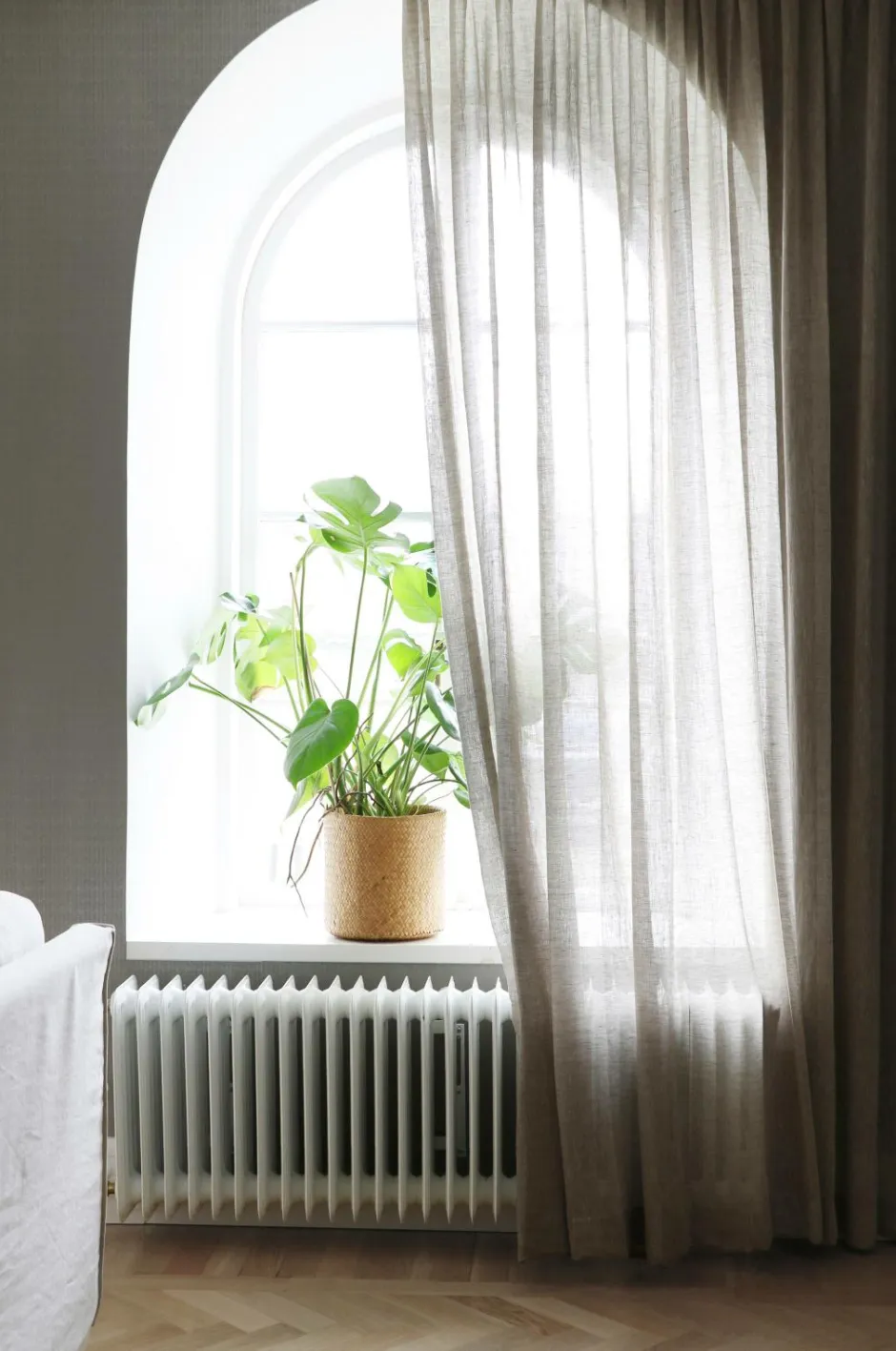 Hot Gardin Kelly, hørlærred, dobbelt bredde Hørgardiner