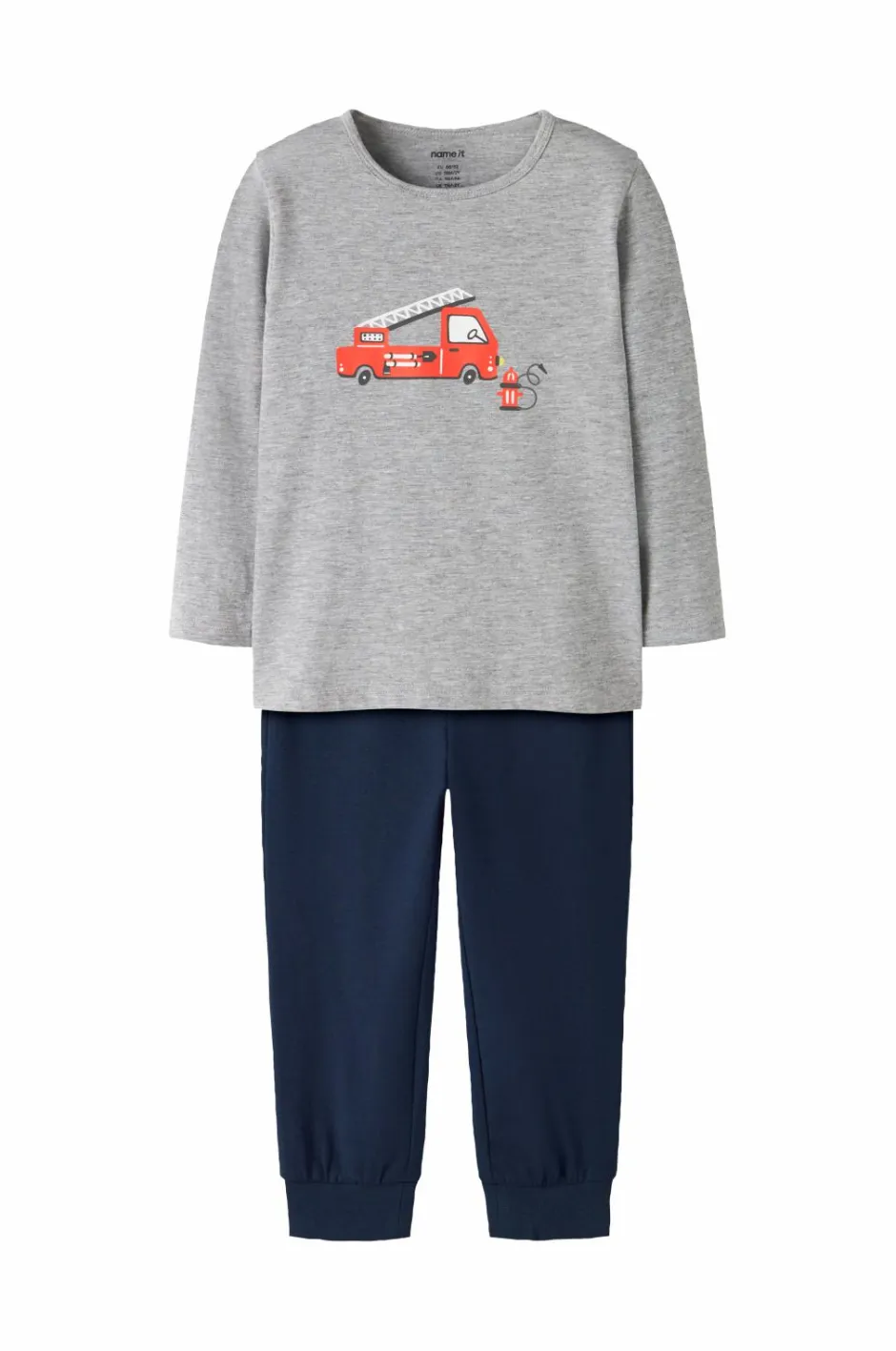 Best Pyjamassæt nmmNightset Grey Firetruck Børn Nattøj & Homewear