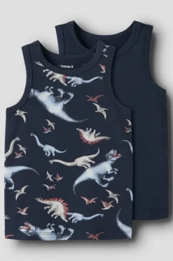 Name it Tanktop nmmTank Navy Dino 2-pak^Børn Toppe & T-Shirts