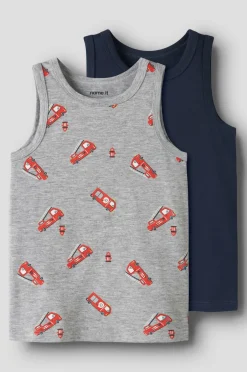 Clearance Tanktop nmmTank Grey Firetruck 2-pak Børn Toppe & T-Shirts