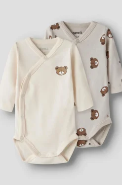 Name it baby Bodyer nbnBody LS Wrap Pumice Bear 2-pak^Børn Bodies