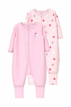 baby Pyjamasoverall nbfNightsuit Zip FF Car. Heart N 2-pak Børn Nattøj & Homewear