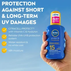 Nivea Protect & Moisture Sun Spray SPF15 200 ml^ Kropspleje|Kropspleje