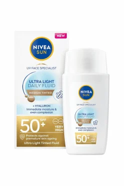Nivea UV Face Daily Fluid Medium Tinted Spf 50+ 40Ml^ Kropspleje|Kropspleje