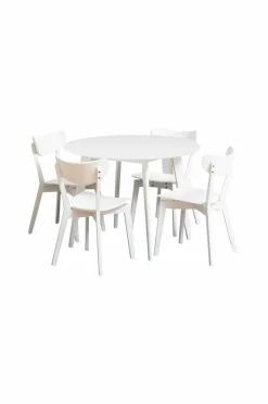 NORDFORM Roxby rundt spisebordssæt med bord og 4 stole, Ø105x76 cm^ Spisegrupper