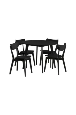 NORDFORM Roxby spisebordssæt med bord og 4 stole, 105x105x76 cm^ Spisegrupper