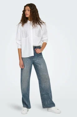 Only Jeans onlHope EX HW Wide Rhinst Dnm Tai D^Dame Jeans
