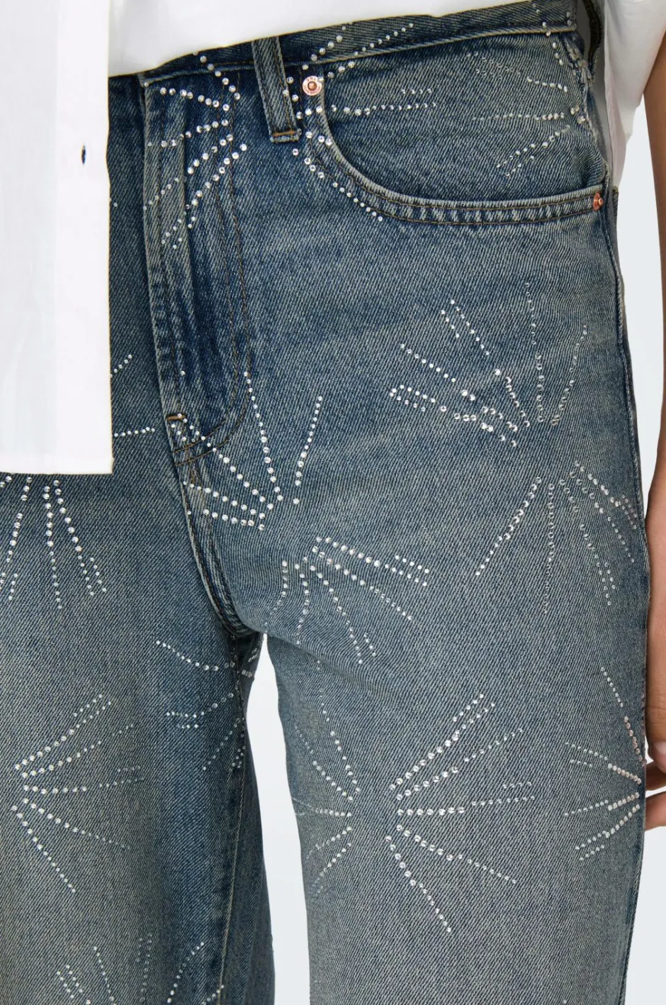 Only Jeans onlHope EX HW Wide Rhinst Dnm Tai D^Dame Jeans