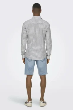 Outlet Skjorte onsCaiden LS Stripe Linen Shirt 660 Skjorter