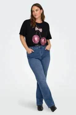 Only Carmakoma T-shirt carKita Life SS O-neck Jeans^Dame Toppe & Tank-Toppe
