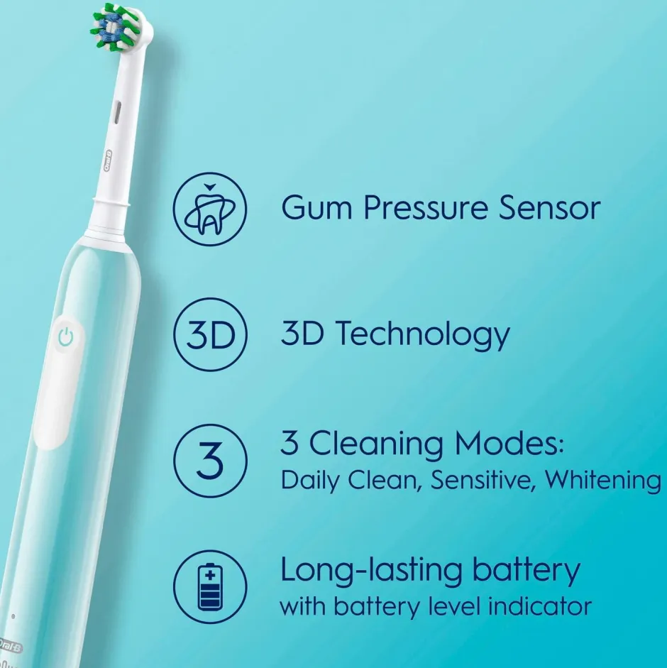 Oral B El-tandbørste Pro1 Turquoise + Ekstra Refill^ Tandpleje