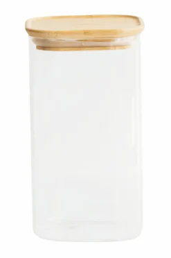 Discount Firkantede dåser med bambuslåg 1400 ml Køkkenopbevaring