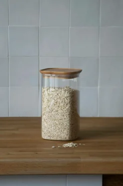 Discount Firkantede dåser med bambuslåg 1400 ml Køkkenopbevaring
