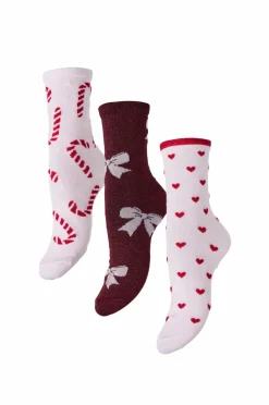 Outlet Strømper pcJingle Xmas Glitter 3-pak Dame Strømper