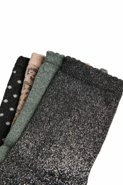 Online Strømper PCsebby Glitter Long 4-pack Dame Strømper