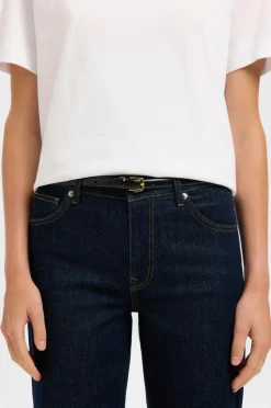 Outlet Bælte slFiona Slim Leather Belt Dame Bælter