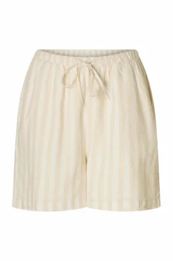 Selected FEMME Hørshorts slfLuisa MW Linen Blend Striped^Dame Shorts