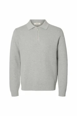 Outlet Trøje slhDane LS Knit Struc Half Zip Polo Trøjer