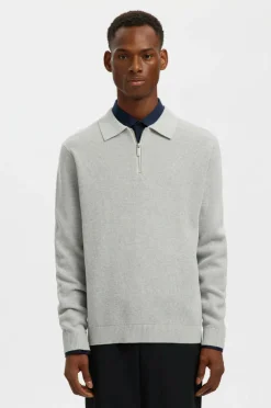 Outlet Trøje slhDane LS Knit Struc Half Zip Polo Trøjer