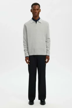 Outlet Trøje slhDane LS Knit Struc Half Zip Polo Trøjer