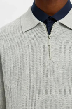 Outlet Trøje slhDane LS Knit Struc Half Zip Polo Trøjer