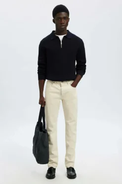 Discount Trøje slhDane LS Knit Struc Half Zip Polo Trøjer