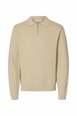 Clearance Trøje slhDane LS Knit Struc Half Zip Polo Trøjer