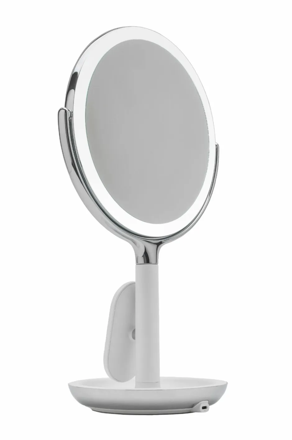 Sharper Image Bathroom Wireless Charger with Mirror Round LED 8 inch^ Makeup-Tilbehør